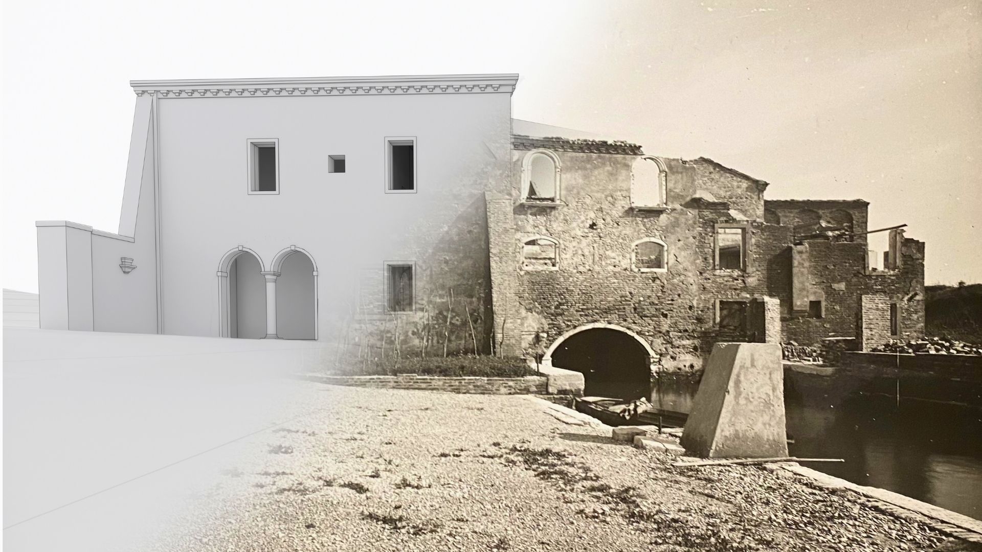 3D reconstruction of the ancient entrance to the San Giorgio in Alga monastic complex (© VeNiss Project)