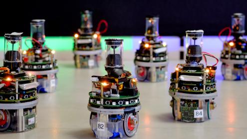 Cover image of Deux approches distinctes pour la conception par optimisation d’essaims de robots Cover image of Deux approches distinctes pour la conception par optimisation d’essaims de robots