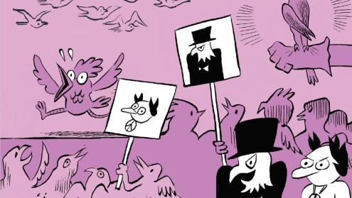 Cover image of See also the webcomic: Hateful Birds, based on Michael Bruter's project ELHO